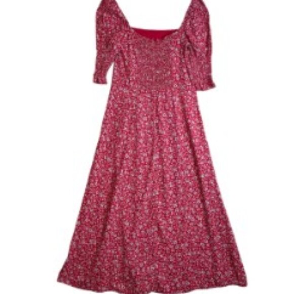 MI AMI FOR FRANCESCA'S FLORAL MIDI DRESS-SLIT FRONT RED, WHITE, BLUE SIZE M NWT - Picture 7 of 9